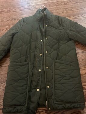 Quince Dark Olive Green Quilted Puffer Jacket